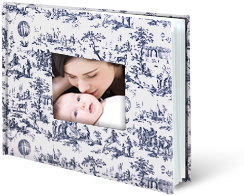 Livre &eacute;l&eacute;gance couverture Toile de Jouy marine