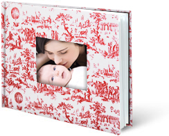 Livre &eacute;l&eacute;gance couverture Toile de Jouy aubergine