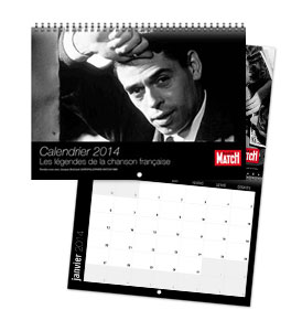 Les l&eacute;gendes de la chanson française : calendrier 2 volets