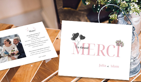 Carton de remerciement Mariage